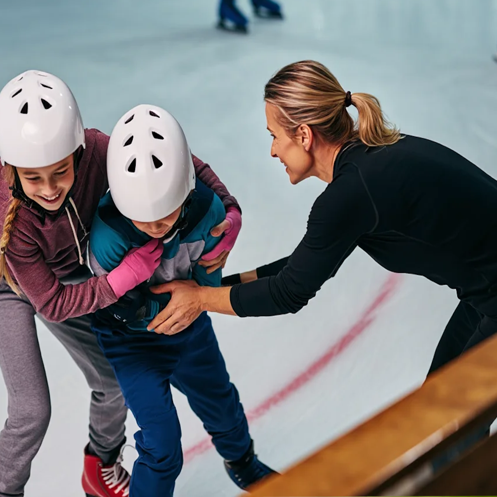 pratique de patinage en famille